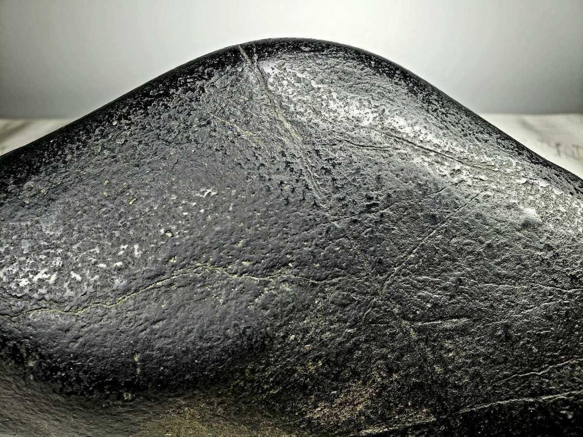 信濃美術石博物館】水石 盆栽 骨董 瀬田川真黒石 ウブ 横27×高10(cm