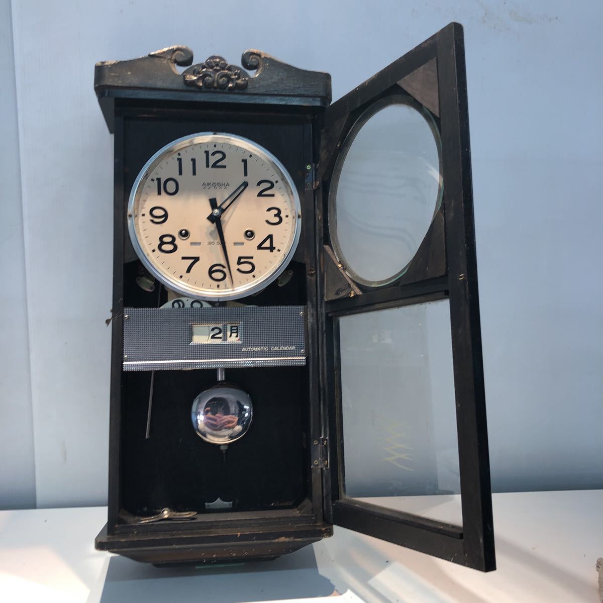 愛工舎 30DAY巻 アンティーク柱時計 稼働中 振り子時計｜Yahoo!フリマ