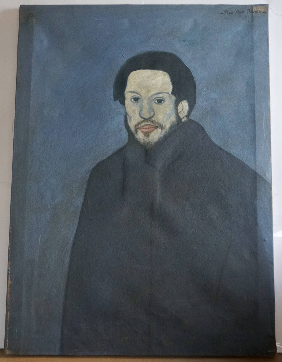 Artworks パブロ ピカソ 青の時代 1901年 自画像 80x60cm 肉筆 油彩 原画 ピカソ美術館認証 人物画 売買されたオークション情報 Yahooの商品情報をアーカイブ公開 オークファン Aucfan Com