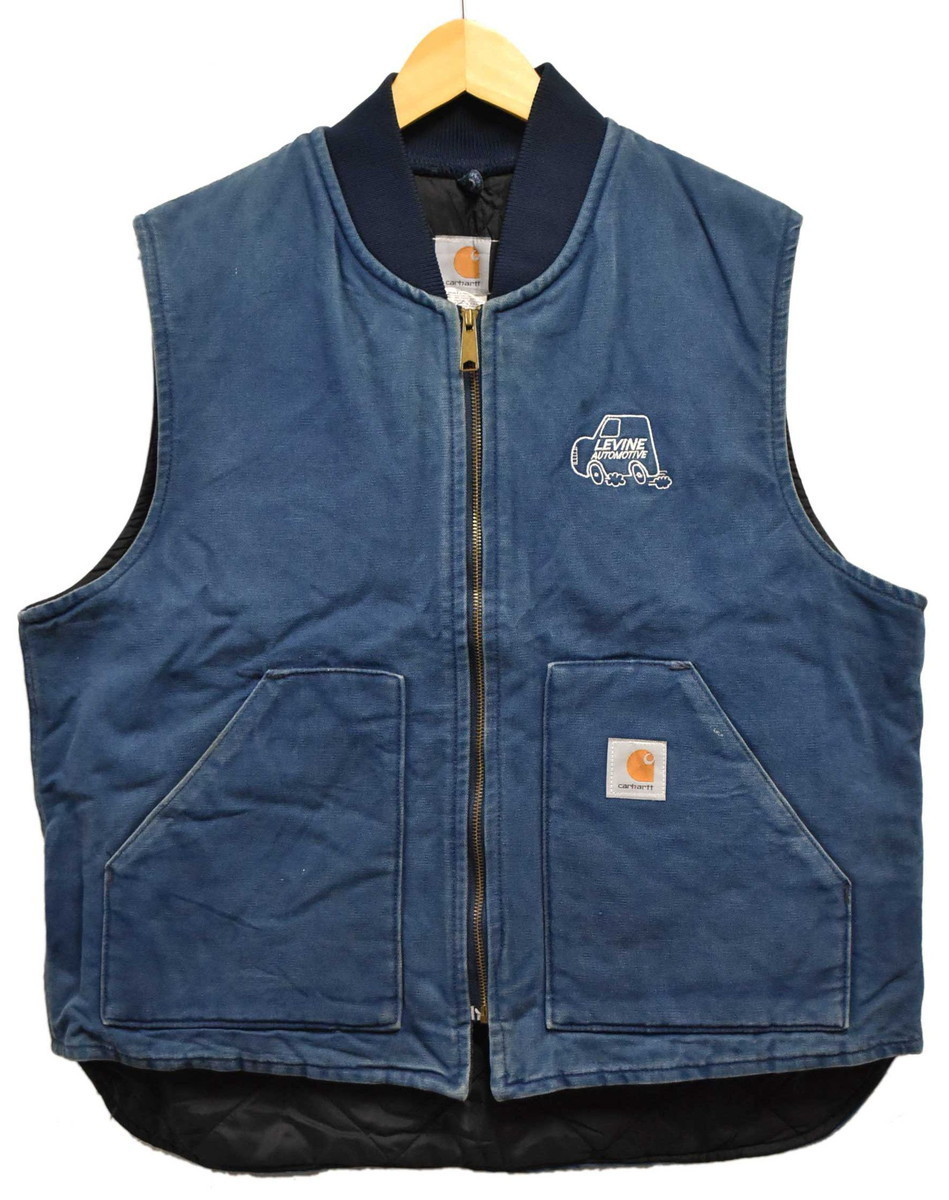 メンズ USA製 Carhartt ダック ベスト ネイビー キルティング