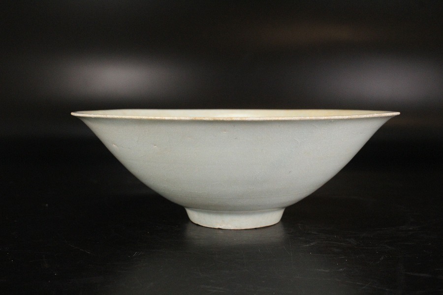金閣中国美術 京都個人蔵(ZD479) 影青 色絵 茶道具伝来 φ18cm 碗 刻紋