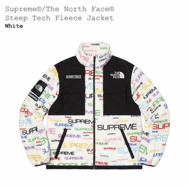 新品 21AW Supreme The North Face Steep Tech Fleece Jacket White S  
