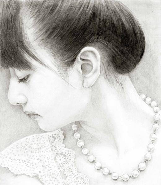 最落なし100円出品！石川吾郎 美人画 鉛筆画 版画 聖少女face1(鉛筆画 