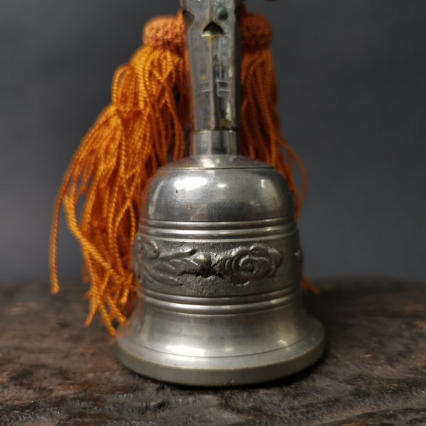 藏 希少 !!【 持鈴 鈴鉦 袋セット 】在銘 京與 お遍路 御詠歌 金剛鈴 鉦吾 鳴物 密教 法具 仏教 仏具 美術 骨董 古美術 時代物 古道具_5