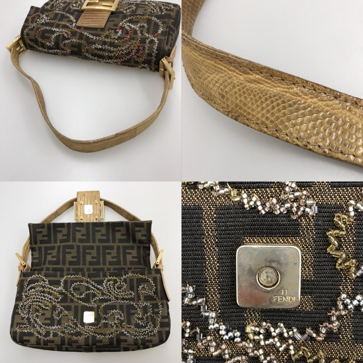 フェンディ FENDI ズッカ柄 マンマバケット リザード ビーズ セミ 