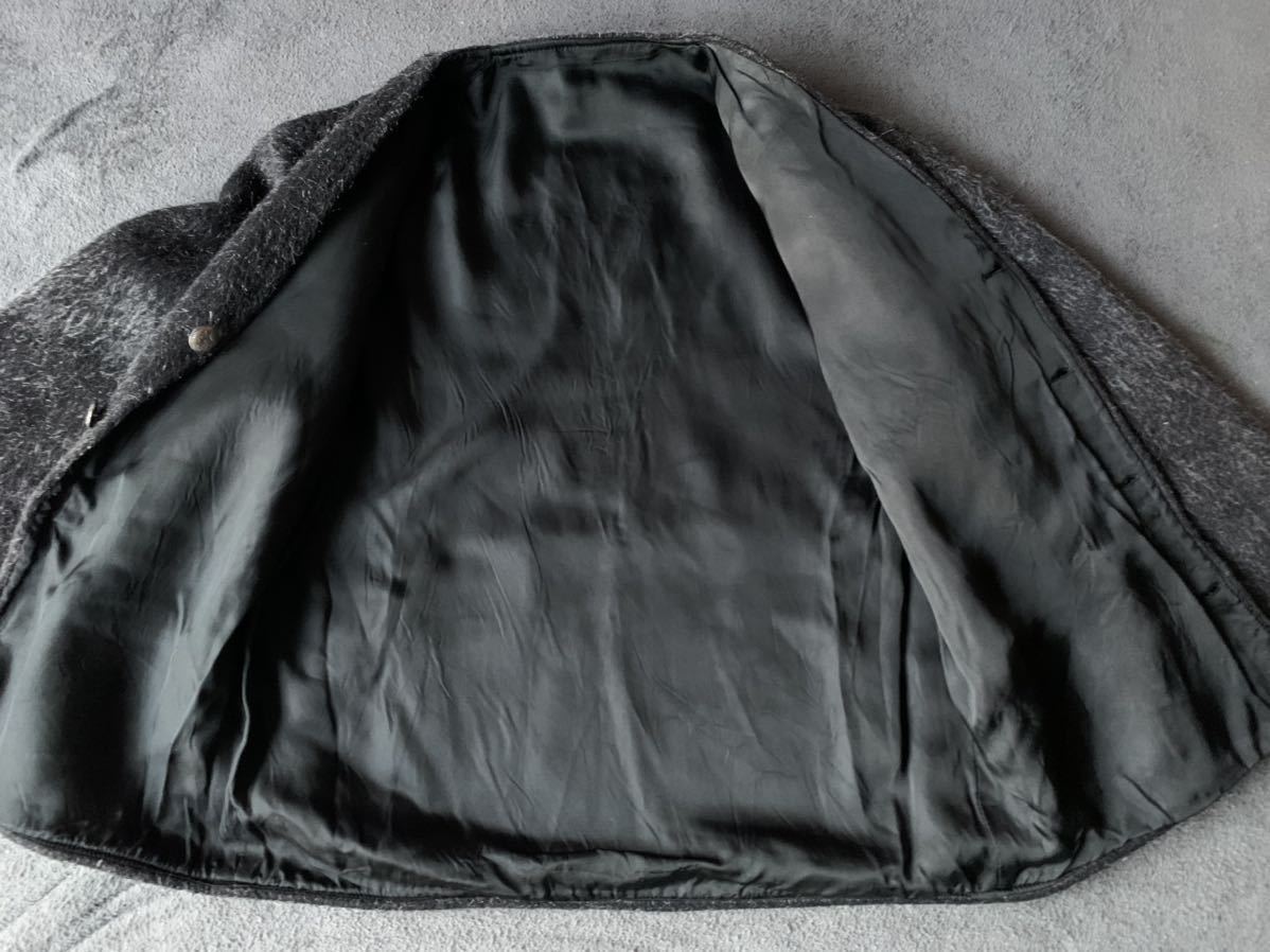 60s 黒 毛足長 ビッグサイズ ビンテージ モヘア カーディガン ブラック