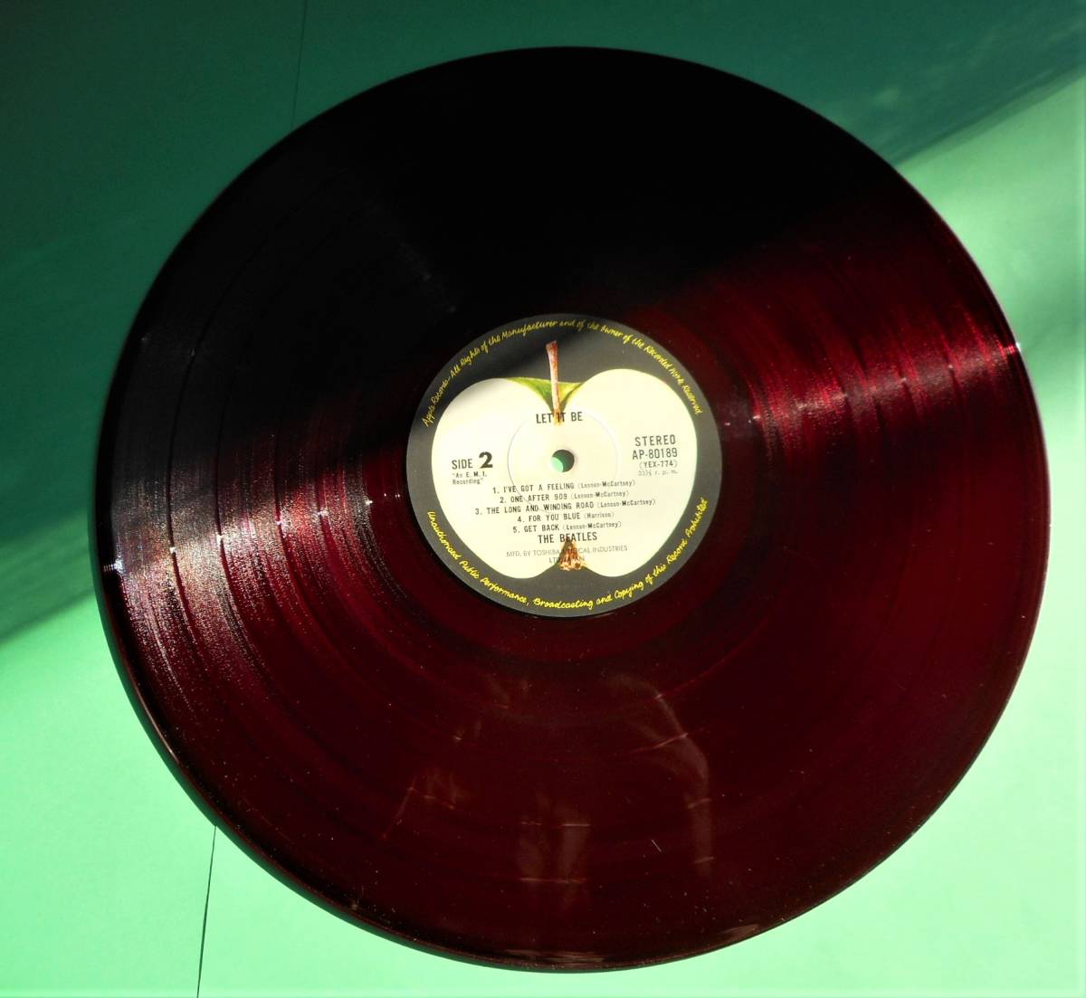 アップル赤盤（東芝音楽工業盤） 注文補充表あり　アップルくりぬき帯　アカデミー帯　ビートルズ　Let it Be 　The Beatles_7