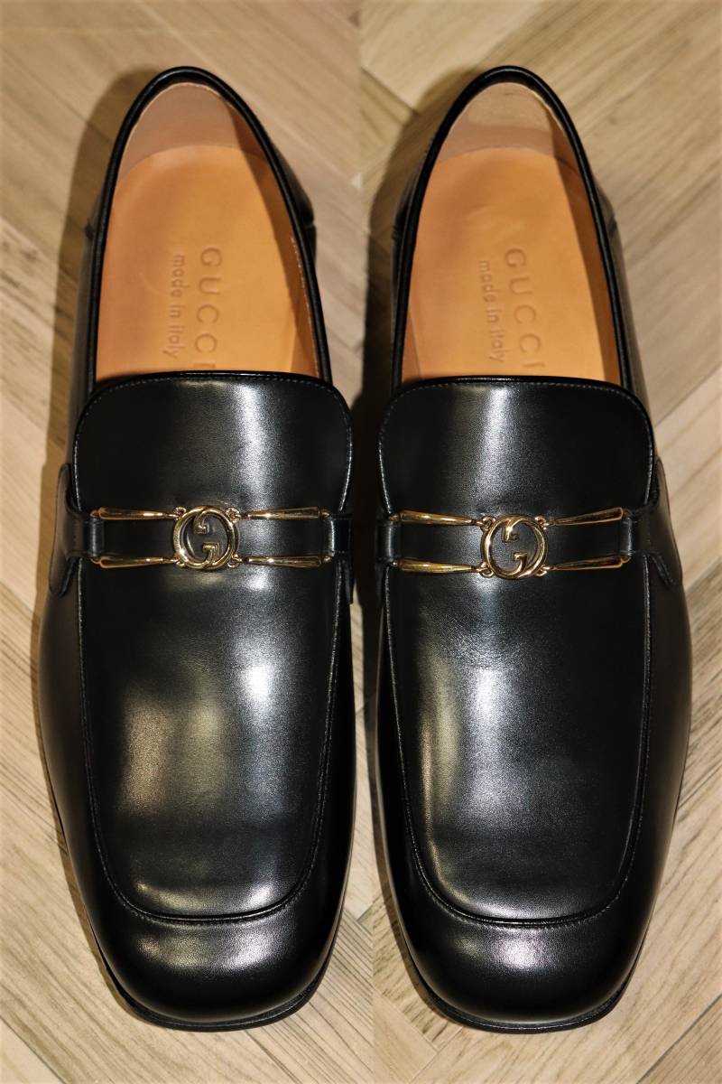 特価即決【未使用】 GUCCI ☆ インターロッキングG レザー ローファー