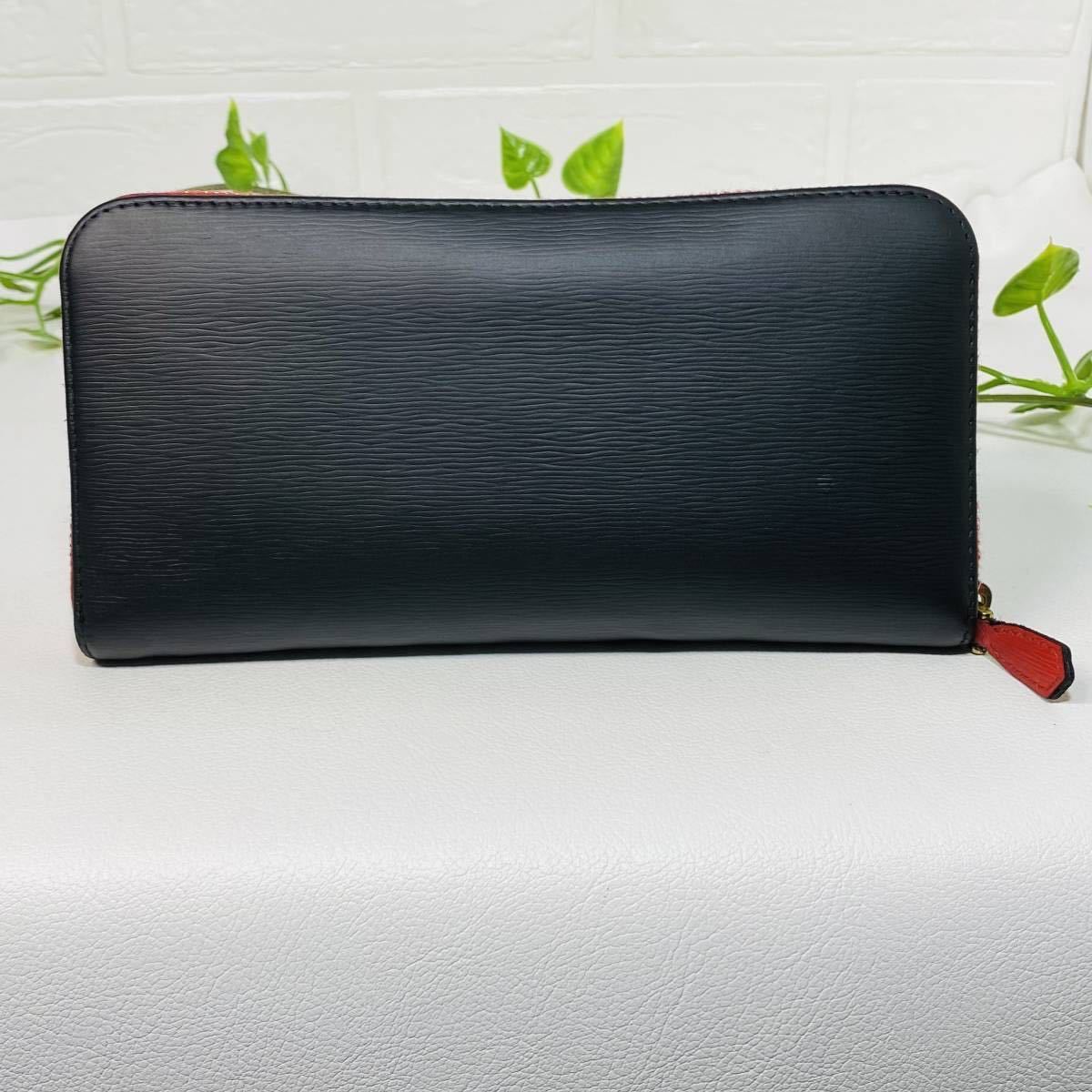 極美品〕PRADA プラダ サフィアーノ レザー 黒 赤 ブラック 極美品〕PRADA プラダ サフィアーノ レザー 黒 赤 ブラック