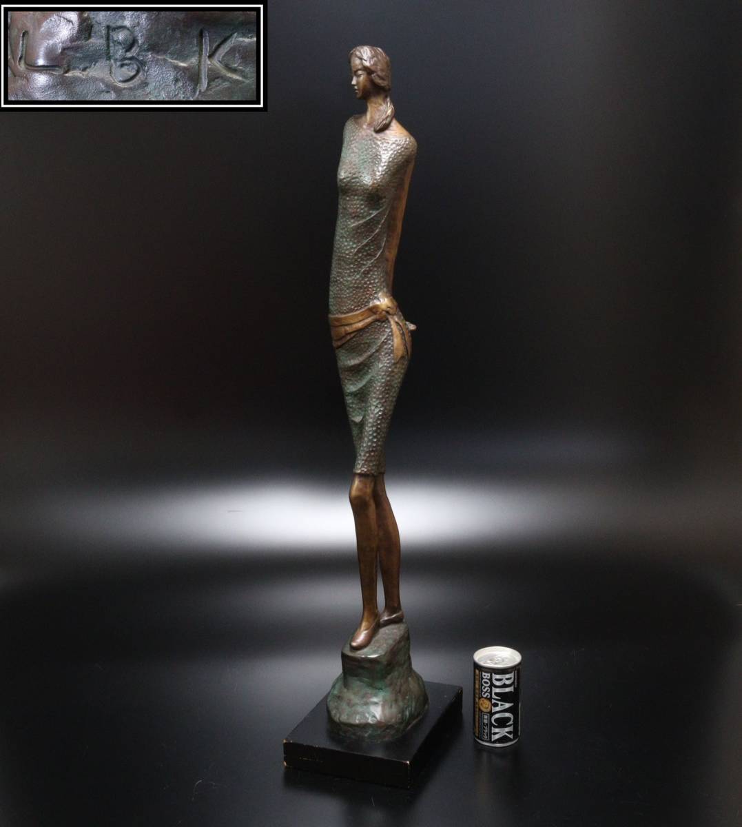 ブロンズ像　和尚像　人物像　置物　在銘　重さ約5.03kg　V　R5398B ブロンズ像 和尚像 人物像 置物 在銘 重さ約5.03kg V R5398B