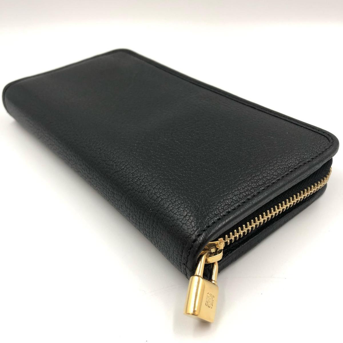 ☆LOEWE ロエベ ラウンドファスナー長財布 レザー 黒 ゴールドカラー 