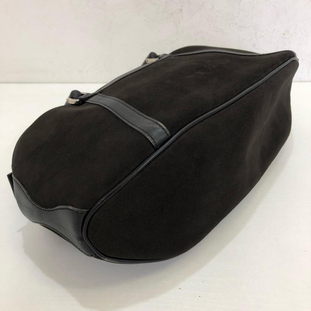 GUCCI グッチ バンブーハンドル ハンドバッグ スエードレザー ブラック