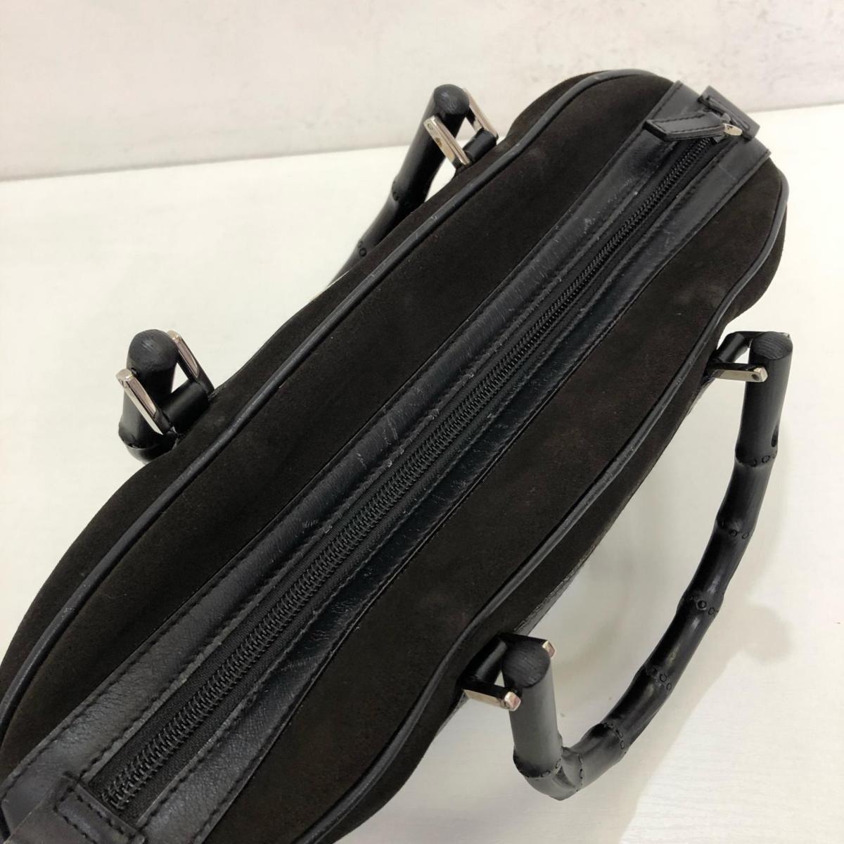 GUCCI グッチ バンブーハンドル ハンドバッグ スエードレザー ブラック