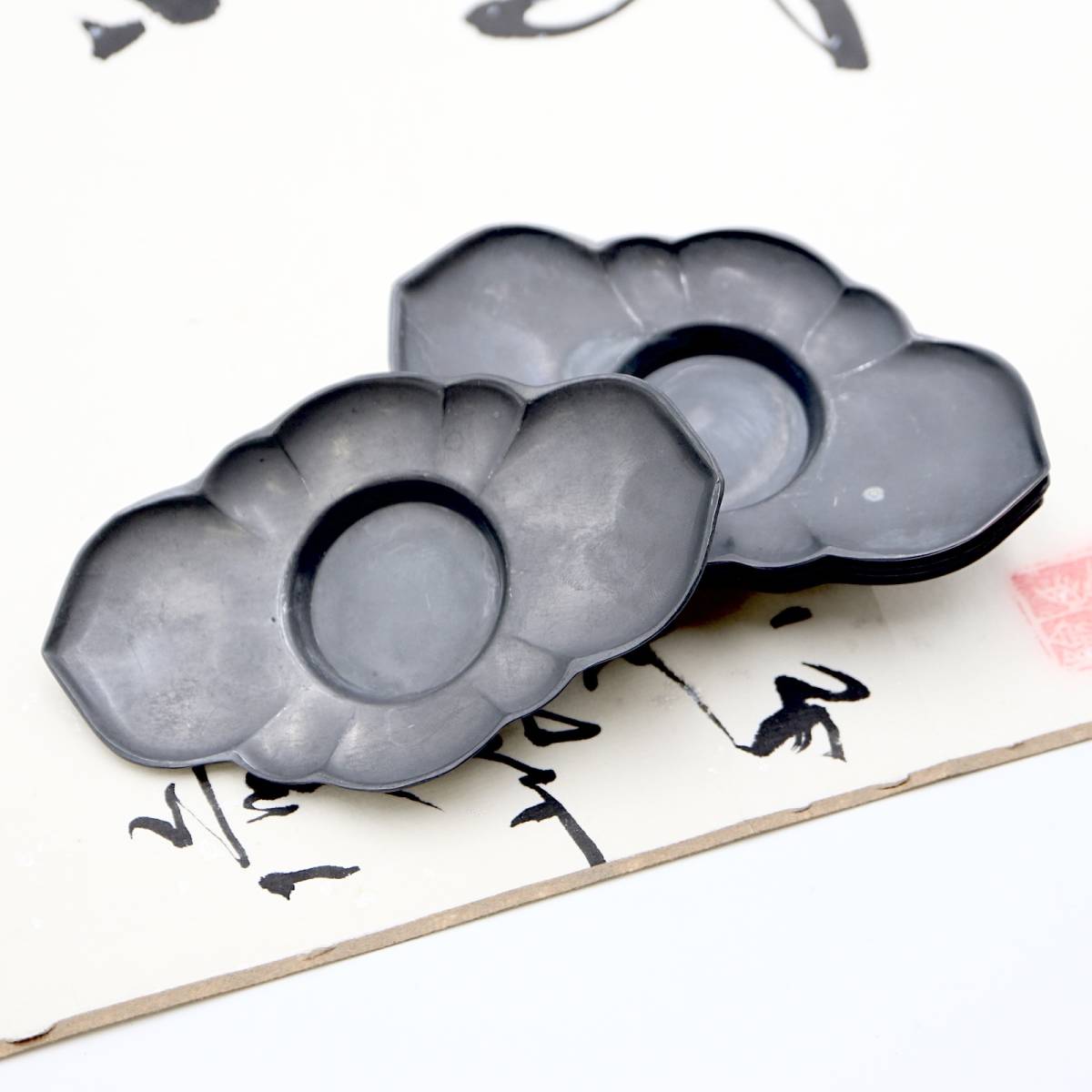 茶托 煎茶道具 中国古玩 古錫 金属工芸 五客 5客 BU035 唐物錫茶托