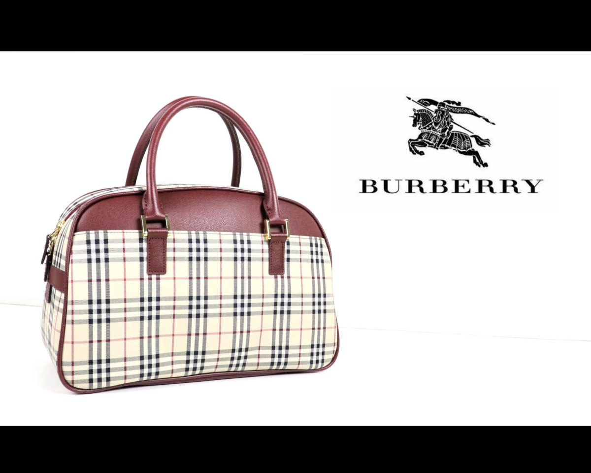 美品】 BURBERRY バーバリー ノバチェック ハンドバッグ 布袋 箱付き 