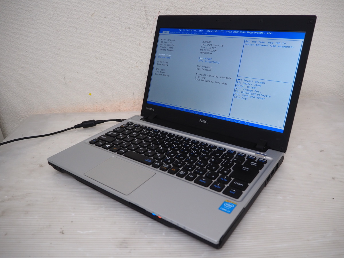NEC VersaPro : Core i3 中古 VK25 ノートパソコン PC-VK25LX-N 8GB 