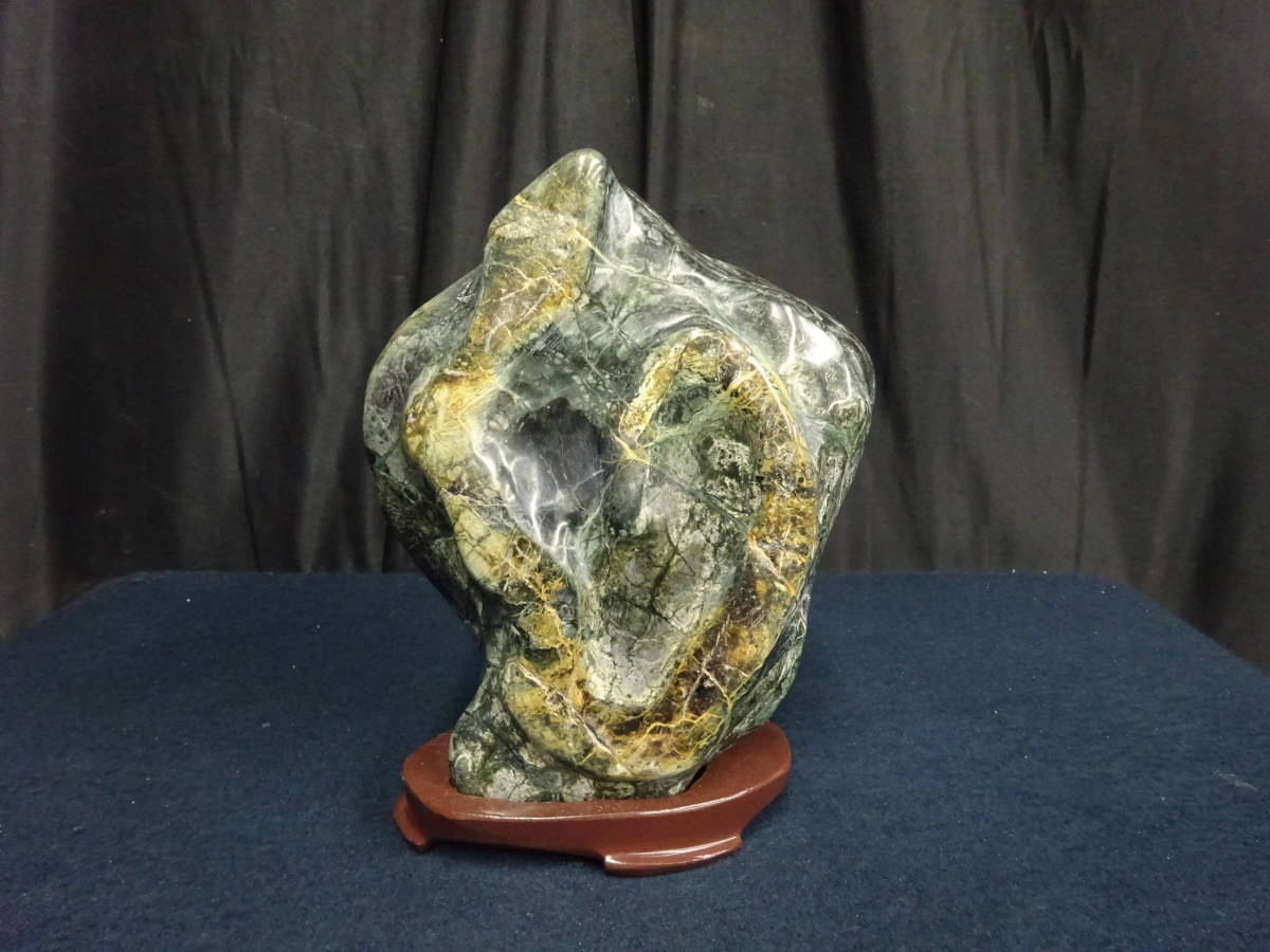 水石 【T29 盆石 鑑賞石 蛇石 台付き 高22cm 3.6kg】 水石 鑑賞石 Yahoo!