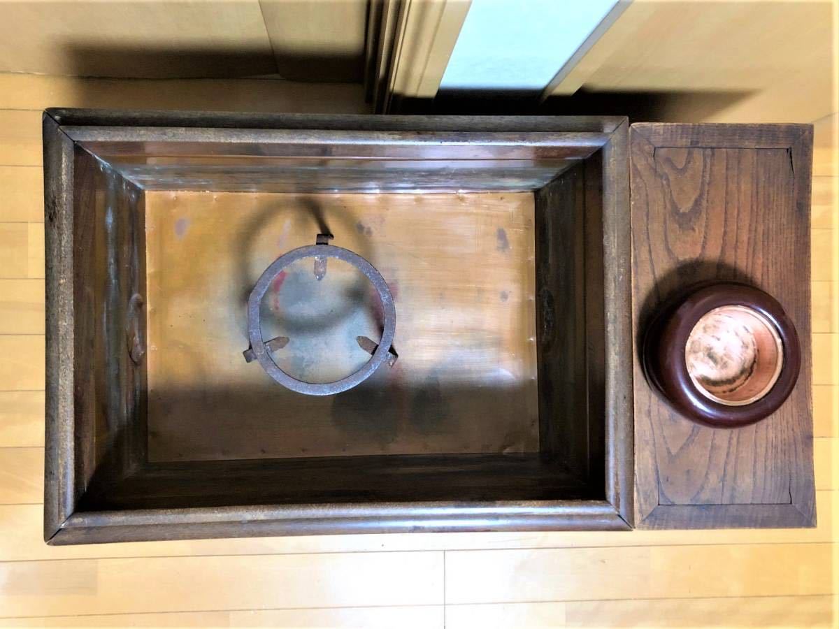 当時物　関東火鉢 欅 長火鉢　欅　黒柿　猫板　時代家具　アンティーク 当時物 関東火鉢 欅 長火鉢 欅 黒柿 猫板 時代家具 アンティーク