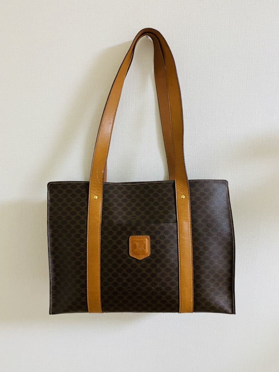 CELINE セリーヌ　マカダム ショルダー　トートバッグ 約39/13/28cm