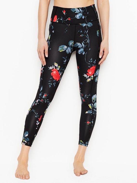 New!! ヴィクトリアズシークレット シャイン フロー レギンス Black Floral ４ size