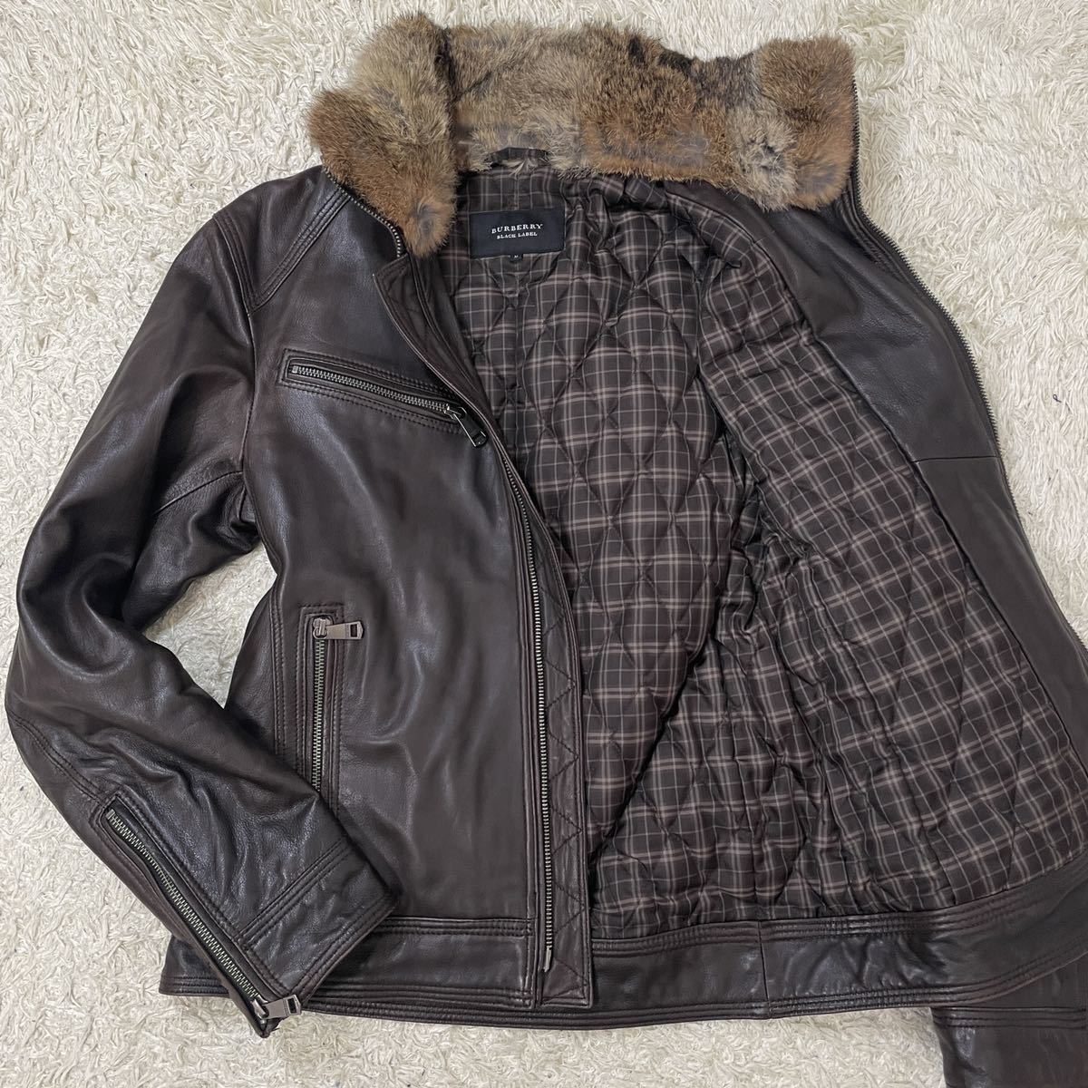 バーバリーブラックレーベル 極上 羊革 ラムレザー BURBERRY BLACK 