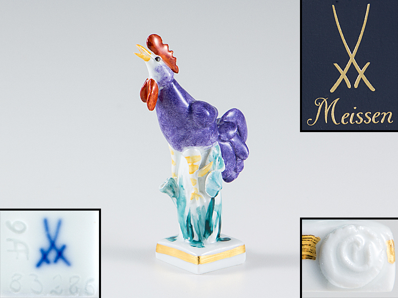 五】Meissen マイセン 干支 酉 鶏 フィギュリン 共箱 ／ 本品の終了時間は