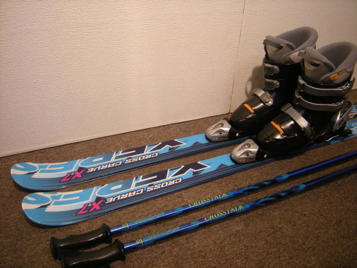 メンテ済 120cm 靴22.5cm ROSSIGNOL カービングスキーセット メンテ済