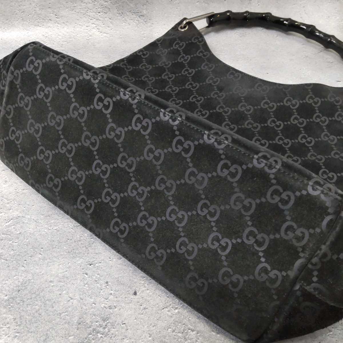 1円 極美品 GUCCI グッチ バンブー トートバッグ 竹 GG柄 スエード