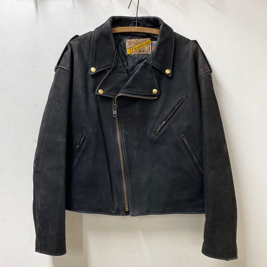 size48 USA Schott ショット ヌバックレザー ダブルライダース 