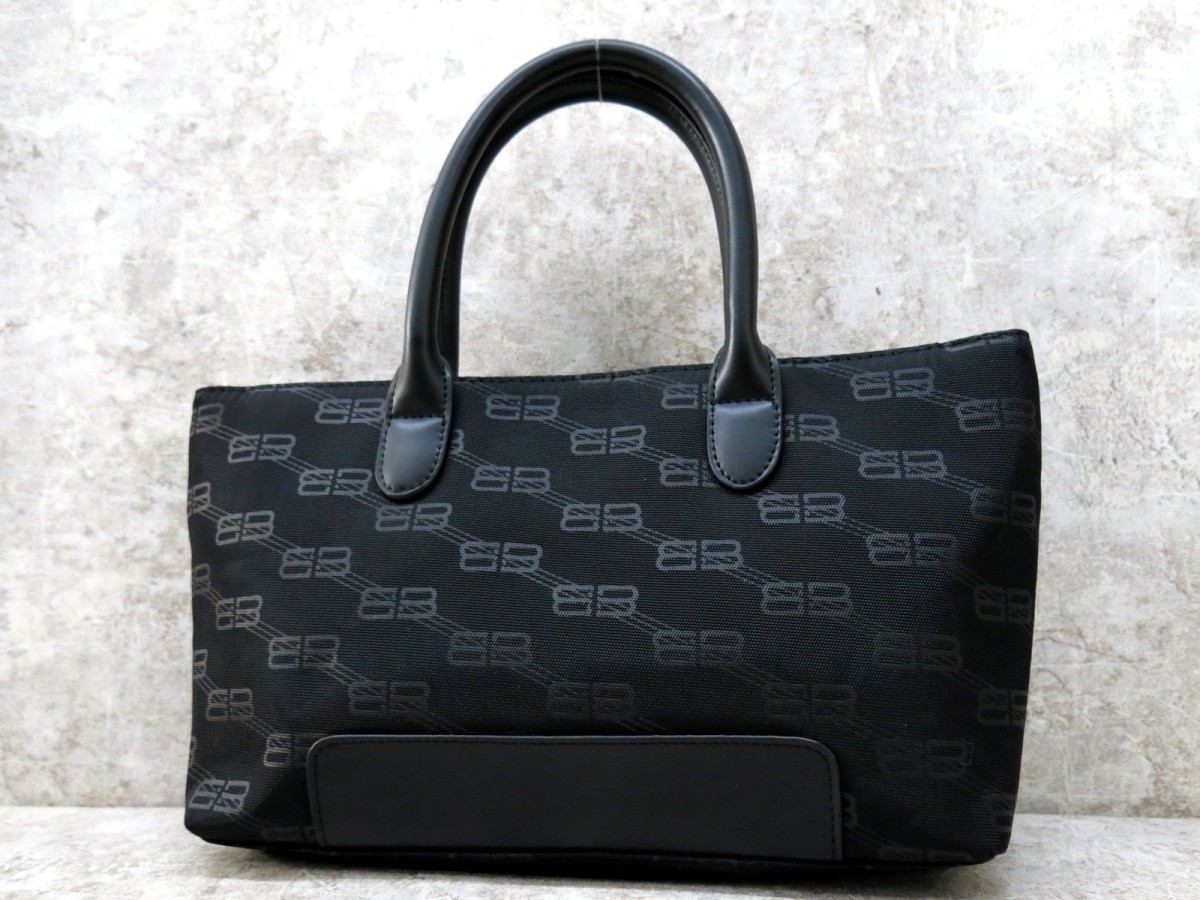 ■未使用品■BALENCIAGA バレンシアガ■メンズ■キャンバス ロゴ型押し レザー 本革■トート バッグ■黒■ヴィンテージ■D9547