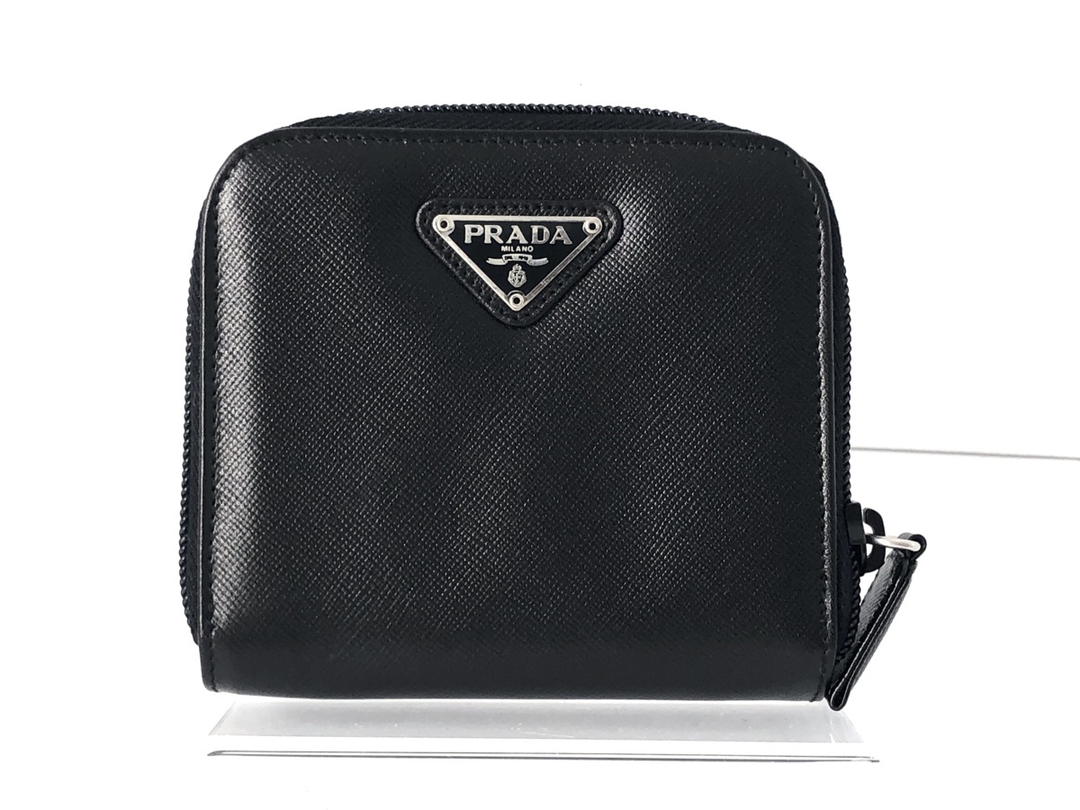 美品】PRADA プラダ 財布 ウォレット コンパクト サフィアーノレザー 