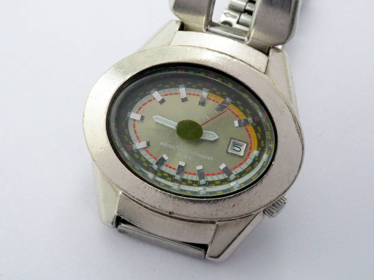 SEIKOセイコー ALBA AKA Women's QUARTZ Date V782-5A40 Silver Dial