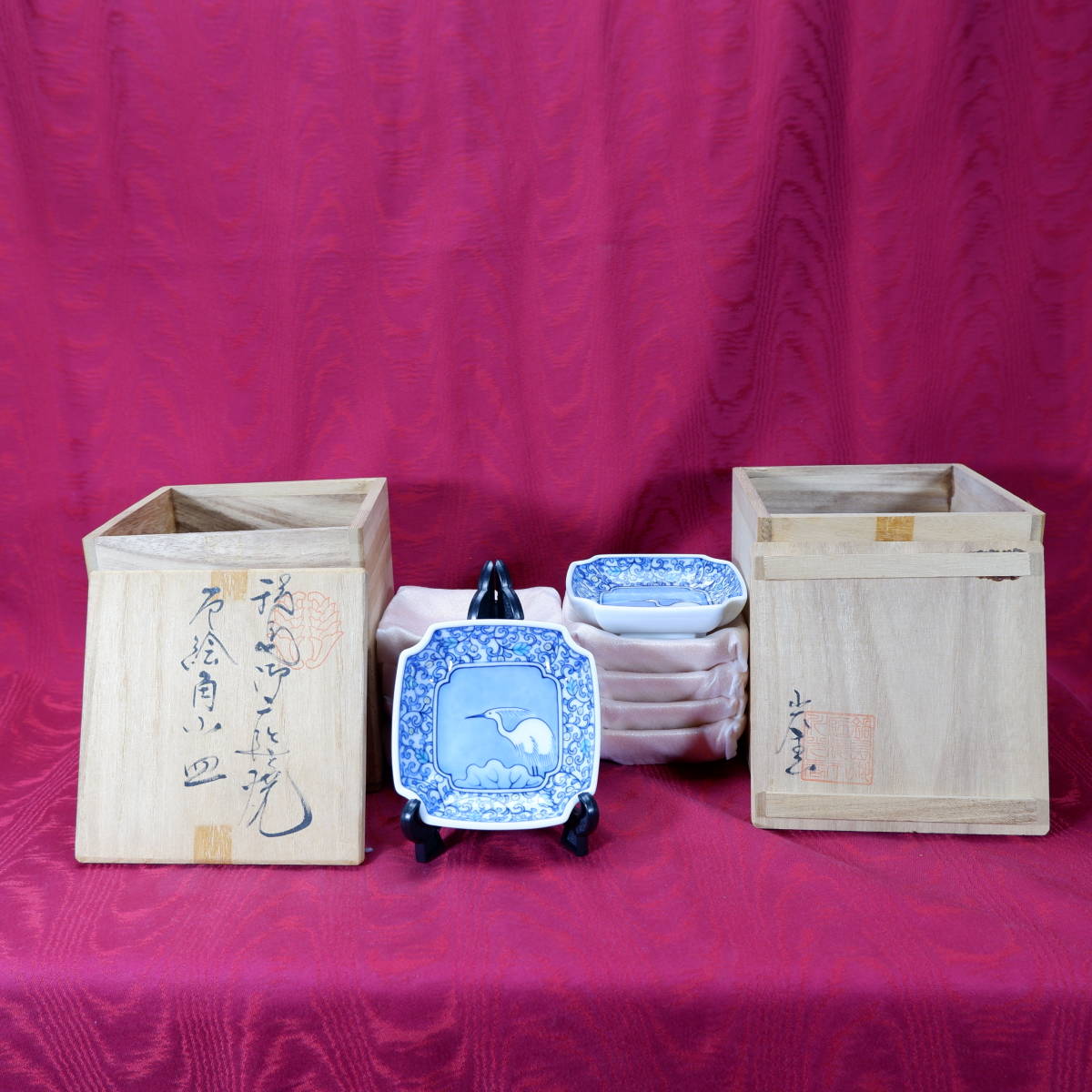 市川光春 鍋島御庭焼 御庭焼 光春 市川光春「色鍋島紅葉文櫛高台皿