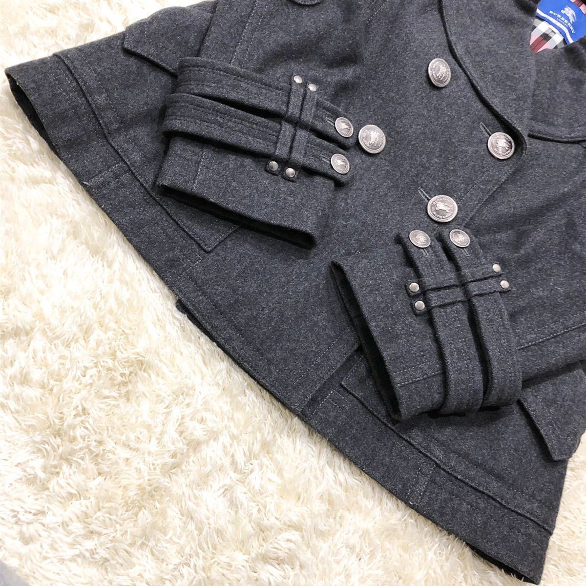 極美品】Burberry Blue Label バーバリーブルーレーベル ピーコート 銀