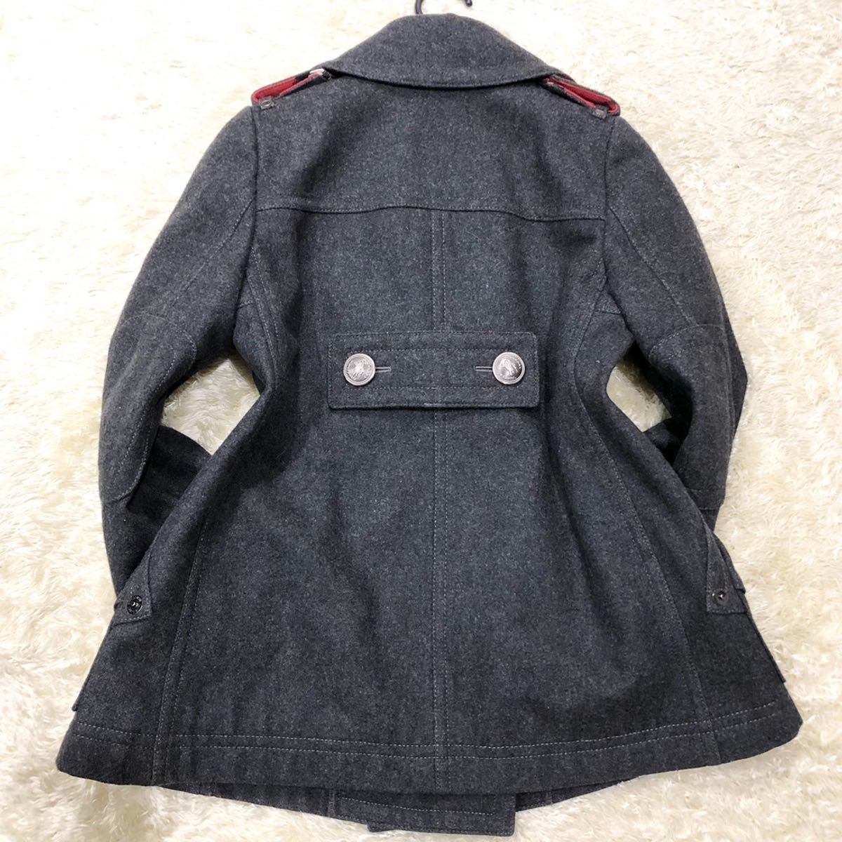 極美品】Burberry Blue Label バーバリーブルーレーベル ピーコート 銀