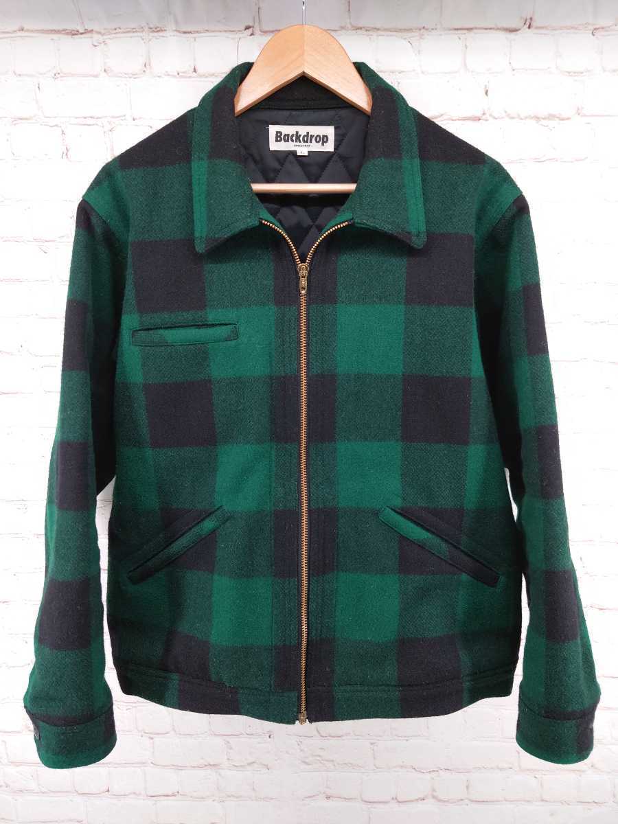 格安，得価 BACKDROP バックドロップ WOOL WORK JACKET Lサイズ ウールワーク ジャケット グリーン アメカジ バッファロー チェック 日本製(Lサイズ)｜売買されたオークション情報、yahooの商品情報をアーカイブ ジャンパー、ブルゾン一般