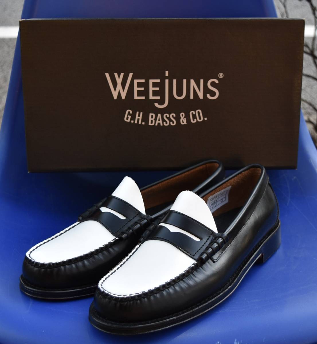 SALE!! G.H BASS バス 定番ビーフロールローファー LARSON 黒×白コンビ 