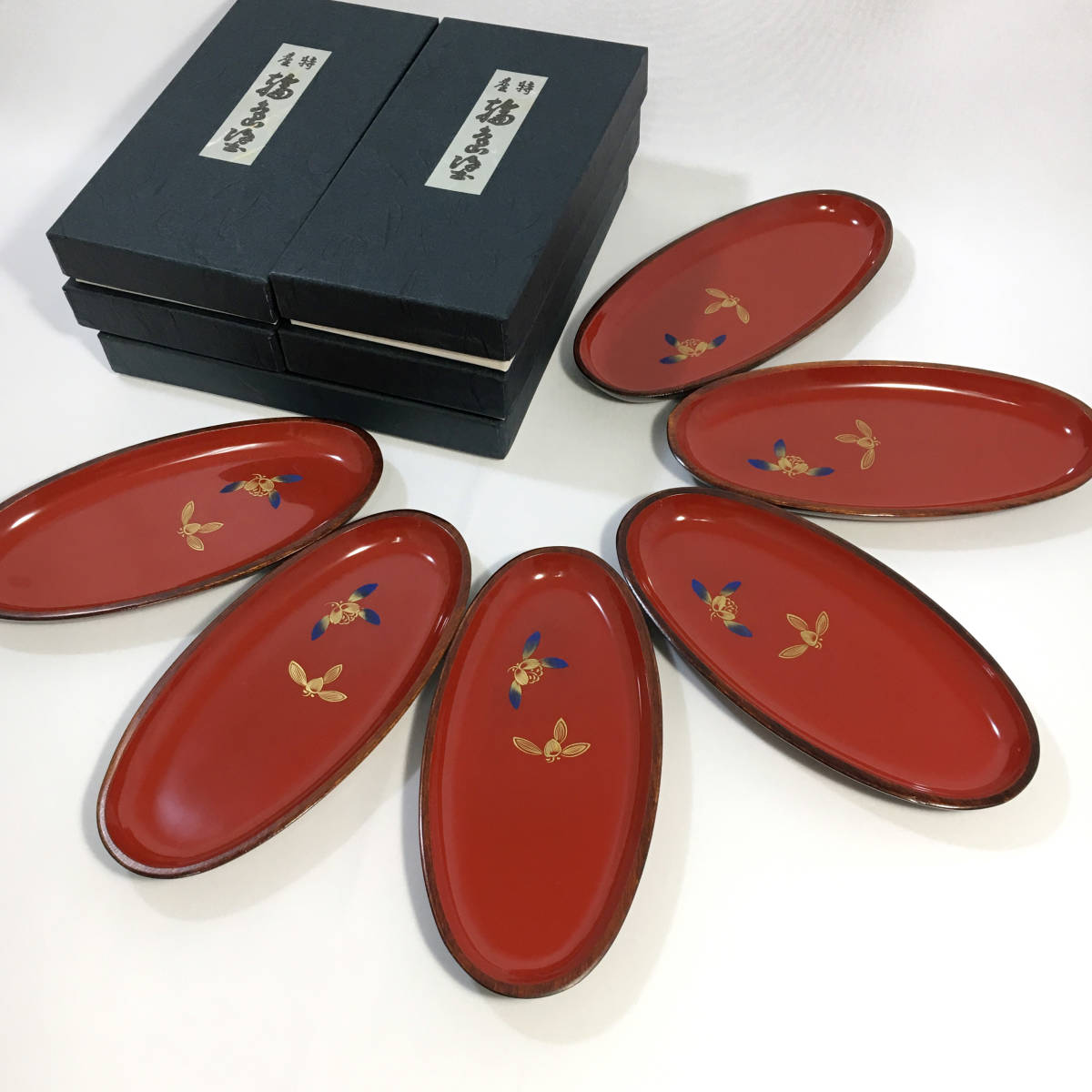 輪島塗 4点 お盆 菓子器 玉峰作 塩徳屋漆器 小判盆 工芸品 札幌市北区屯田