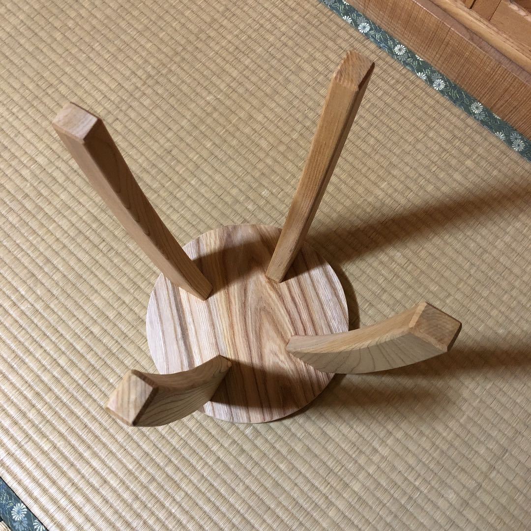 174建具屋一筋55年のおじいちゃんの手作りスツール、イス☆けやき