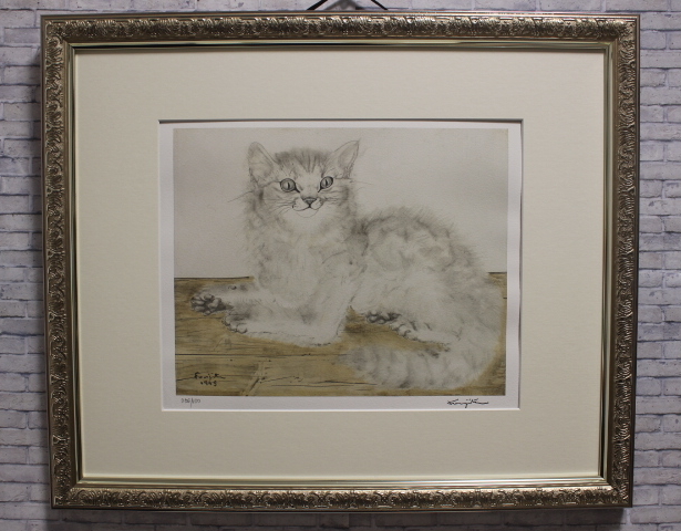 藤田嗣治 エスタンプリトグラフ「茶色い猫」 75部限定 藤田