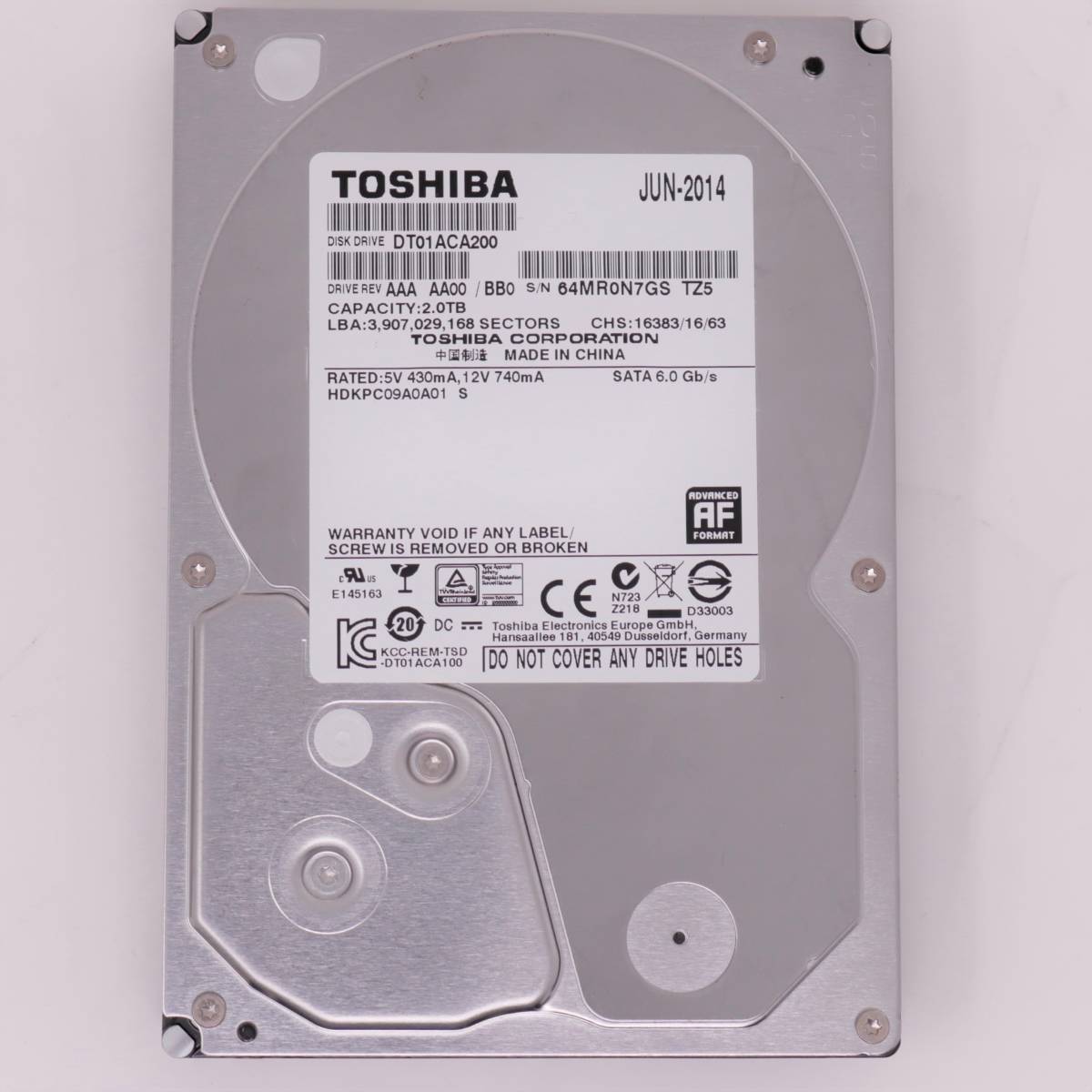 DIGA 2TB増量修理交換用HDD DMR-BRT, BWT, BZT各品番用 ディーガ