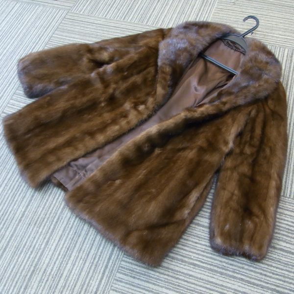 1円 美品 MINK ミンク 高級毛皮 毛艶良し アウター コート レディース ネーム入り MINK レディースファッション ミンク 裏地総柄 デザイン◎ 毛並み◎なめし柔らか