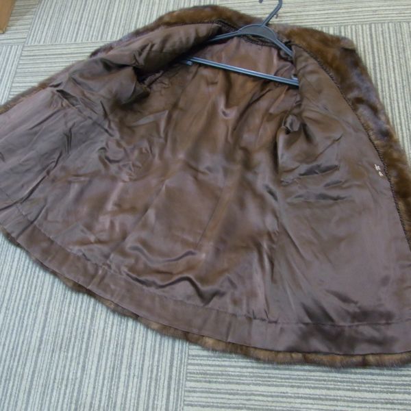 1円 美品 MINK ミンク 高級毛皮 毛艶良し アウター コート レディース ネーム入り MINK レディースファッション ミンク 裏地総柄 デザイン◎ 毛並み◎なめし柔らか