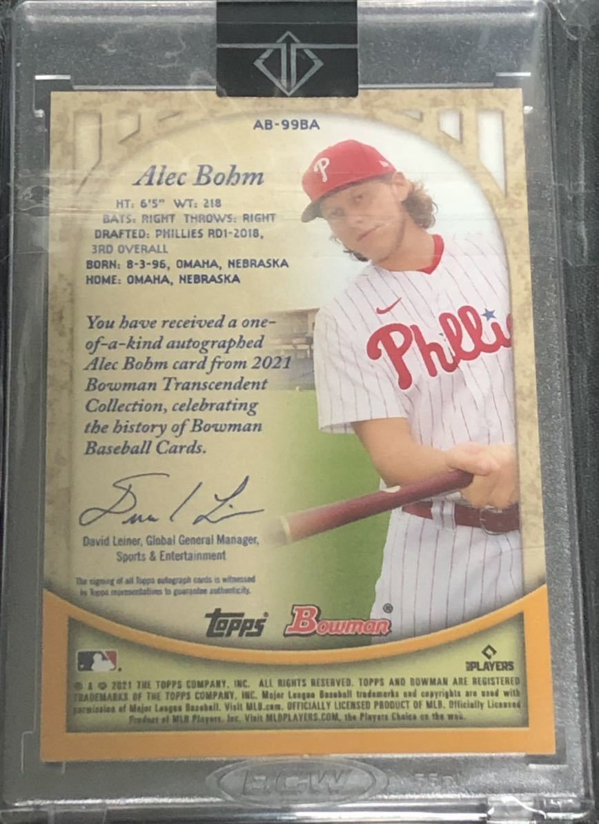MLB】 Topps Bowman Transcendent Alec Bohm auto 1/1(Bowman)｜売買 