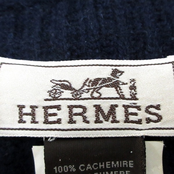 HERMES ネイビー スヌード　ブラウン　マフラー HERMESスヌードマフラー HERMES ネイビー スヌード ブラウン マフラー