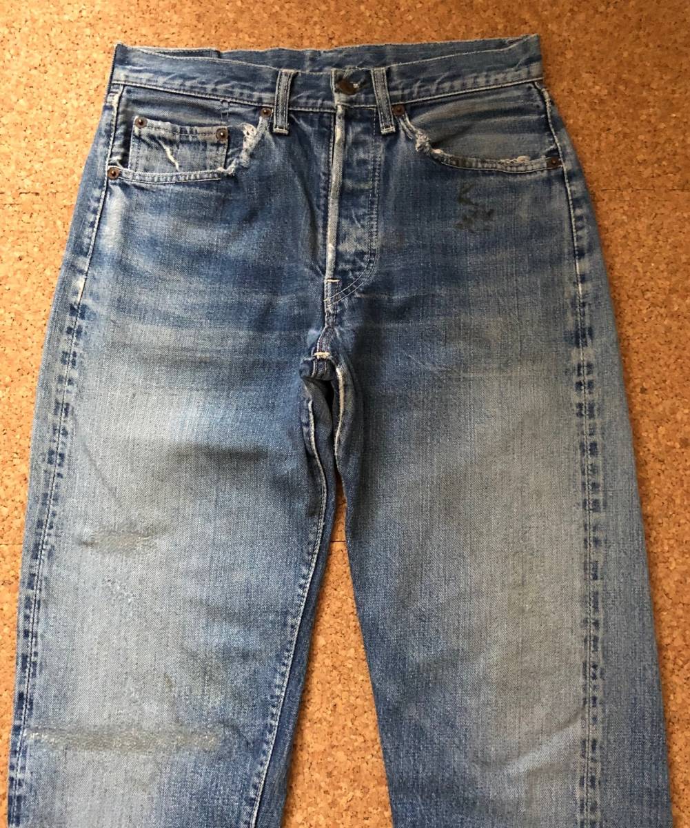 60S LEVIS リーバイス501 BIGE Vステッチ フライ刻印E リペア済み