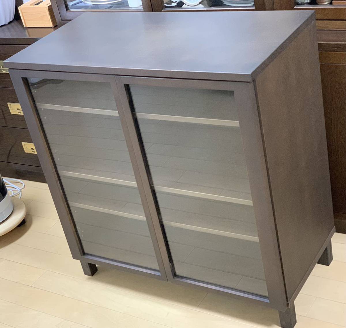 無印良品 ガラス扉 木製キャビネット | オーク材 MUJI オーク材突板