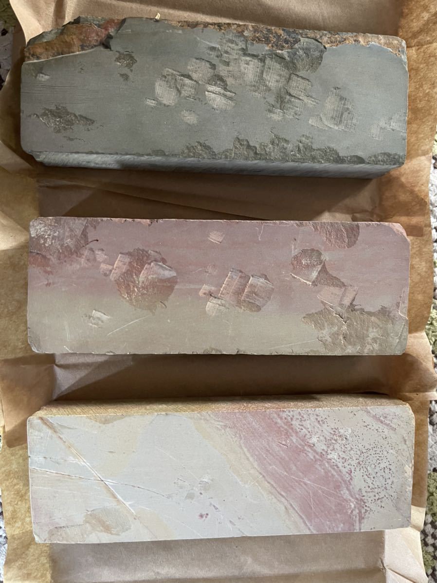 送料込　古い天然　砥石　大平鑛山　最高品　未使用　3個セット　刃物手入メンテナンス剃刀などに/本山 天然砥石 _4