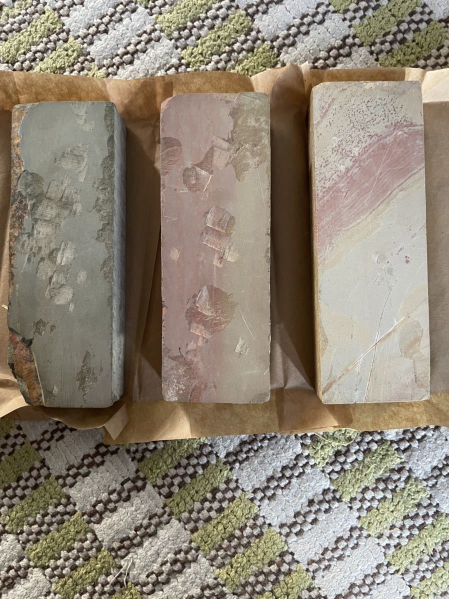 送料込　古い天然　砥石　大平鑛山　最高品　未使用　3個セット　刃物手入メンテナンス剃刀などに/本山 天然砥石 _5