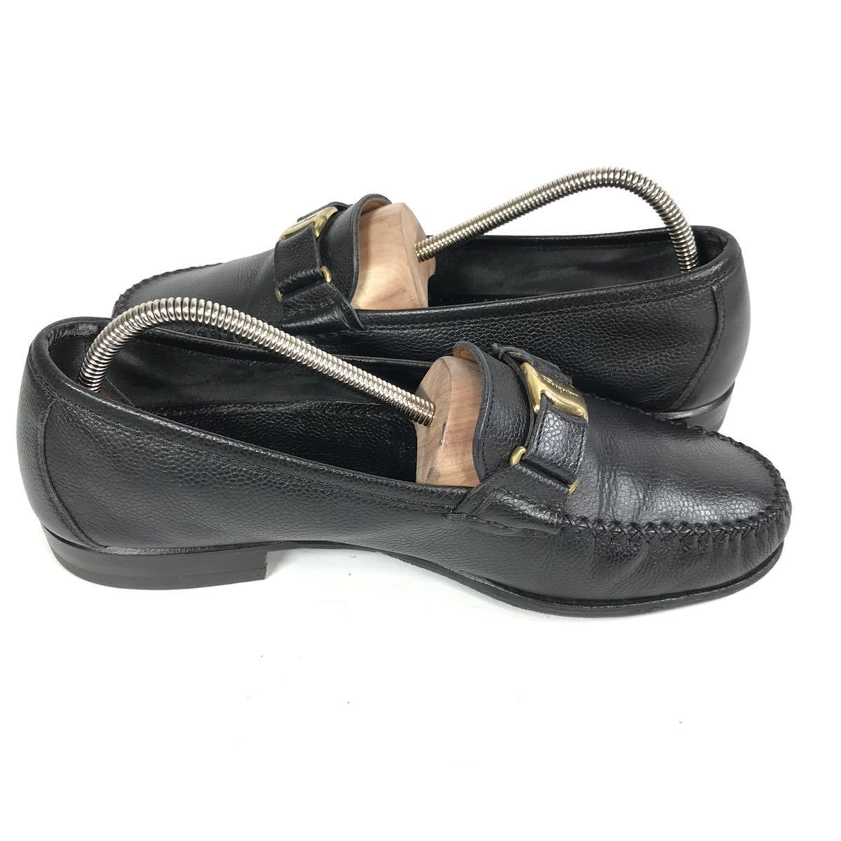フェラガモ】本物 Ferragamo 靴 25.5cm 黒 ヴァラ金具 ローファー 
